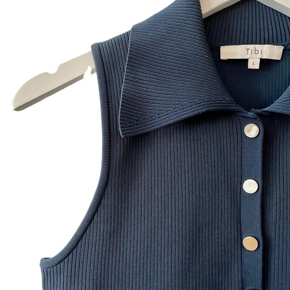 Tibi Polo Racerback Shirt, Size L